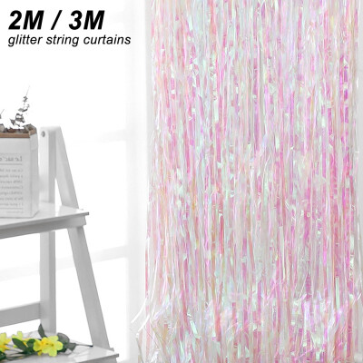 

23M Transparent rainbow wedding rain silk curtain for Birthday wedding Background Curtain Flash Curtain room pull flowers