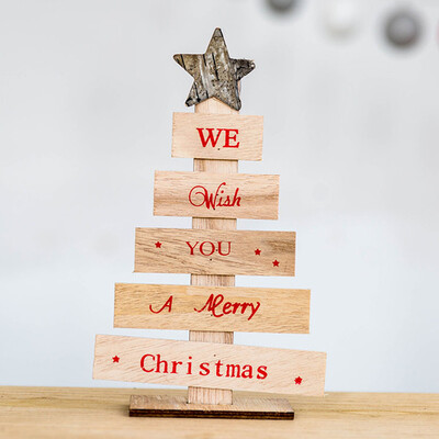 

〖Follure〗Wooden Mini Christmas Tree Desktop Ornaments Merry Christmas Party Decor