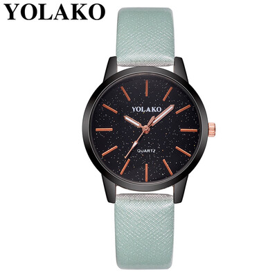 

YOLAKO Fashion large dial watches woman students WristWatch Damen simple Clock leisure belt retro lovers quartz watch 533