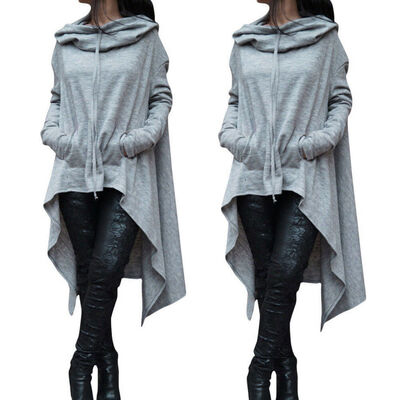 

Long Hoodie Fleece Loose Tunic Top Womens Pullover Hooded Sweatshirt Oversized