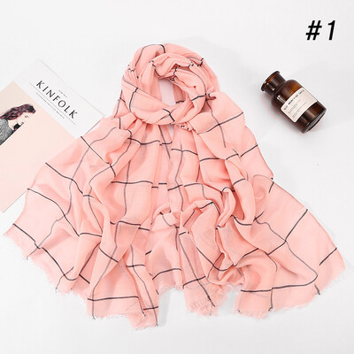 

Cross-border for Muslim baotou plaid striped cotton&linen scarf MSL087