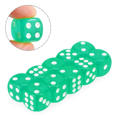 

10 PCS 14MM Transparent Dice Acrylic Gambling Game Playing Square Corner Dice Set