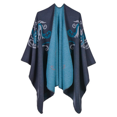 

Fashion Women Floral Print Pattern Poncho Winter Scarf Thick Warm Shawl Pashmina Casual Cloak Outwear