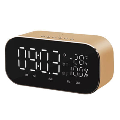

Bluetooth Speaker Support Temperature LCD Display FM Radio TF Alarm Clock