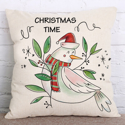 

Tailored Happy Christmas Pillow Cases Linen Sofa Cushion Cover Home Decor Pillow Core