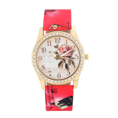 

V5 Women Fashion Personality Rose Belt with Diamond Watches