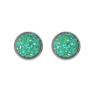 

Temperament Geometric Round Star Shaped Stud Earring Symmetrical Inlay Color Stainless Steel Wild Earbob