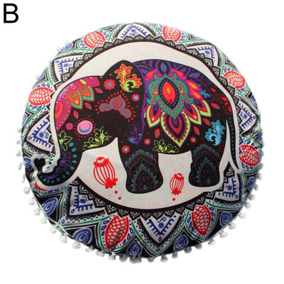 

Bohemian Round Mandala Elephant Pillow Case Cushion Cover Sofa Bedroom Car Decor