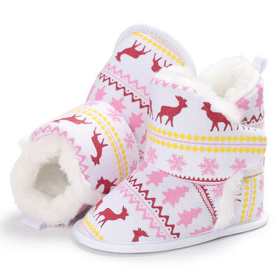 

Newborn Baby Girl Toddler Fur Boots Soft Sole Crib Shoes Booties Prewalker 0-18M