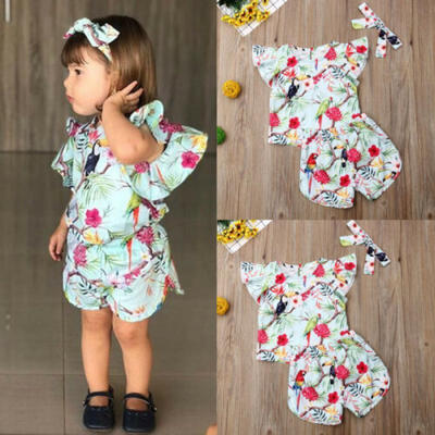 

3pcs Newborn Toddler Baby Girl Clothes T-shirt TopsPantsHeadband Outfits Set G