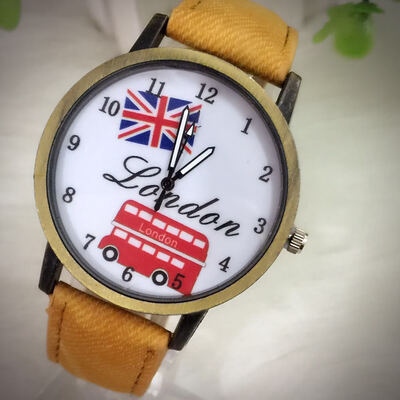 

Vintage bronze student watch men&women flag car number