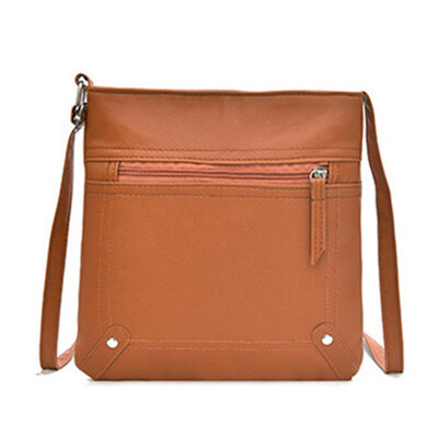 

Vintage Women Solid Color Zip Crossbody Shoulder Bag Faux Leather Storage Pouch