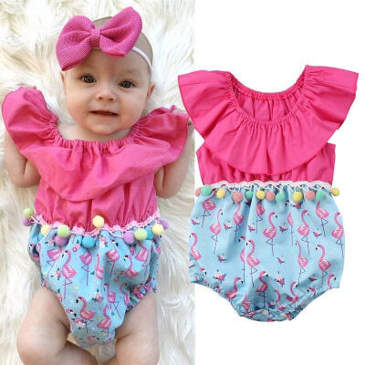 

Newborn Kids Baby Girl Clothes Flamingo Romper Bodysuit Playsuit Sunsuit Outfit