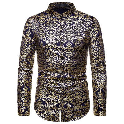 

Tailored Mens Baggy Blazer Print Stand Collar Button Long Sleeve Shirts Blouse