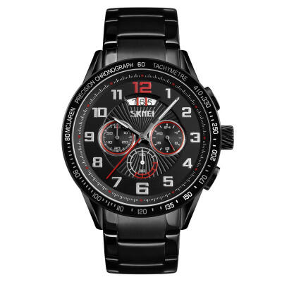 

SKMEI Waterproof Round Dial Quartz Wristwatch Mens Watch With 3 Sub-dials Calendar Function