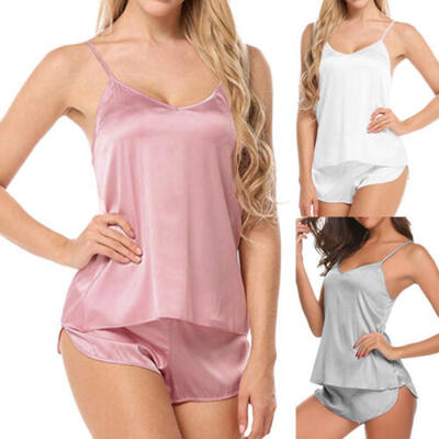 

Womens Sexy Sleepwear Set Satin Sling Sleepwear Lingerie V-neck Underwear