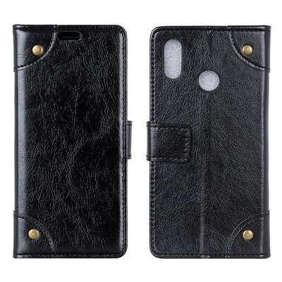 

MOONCASE Millet Mi A2 Mi 6X copper buckle nappa leather case - black