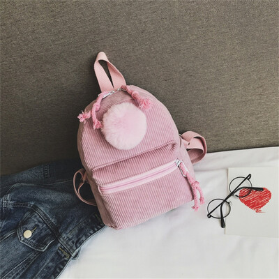 

Tailored Large Capacity Solid Color Corduroy Casual Backpack School Bag