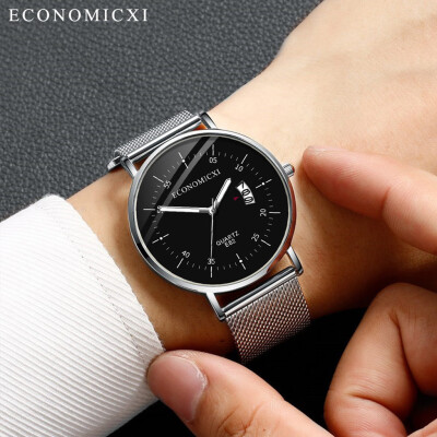 

Gobestart Fashion Simple Stainless Steel With Luminous Small Dial Mens Quartz Watch