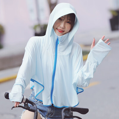 

Female sunscreen short 2019 summer long-sleeved shirt with cap outdoor open cycling purple sunscreen outside thin coat