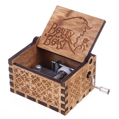 

Antique Carved Wooden Hand Crank Music Box Birthday New Year Decoration