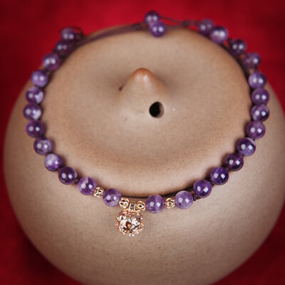 

National wind woven anklet female models amethyst bracelet retro foot rope personality foot chain