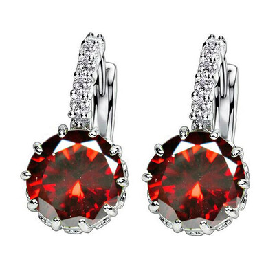 

Women Round Cubic Zirconia Inlaid Huggie Hoop Earings Piercing Jewelry Gift