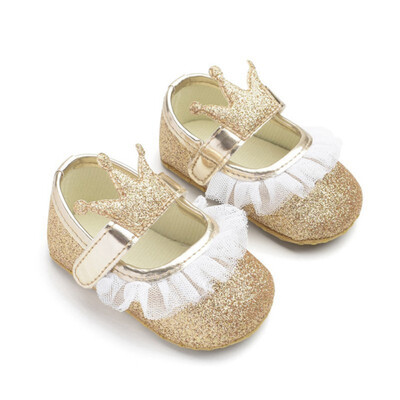 

Baby Girls Shoes Infant First Walkers for Newborn Autumn Soft Sole Non-Slip Crown Princess Shoes