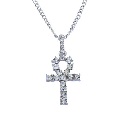

Hot Hip Hop Alloy Cross Pendant Necklace Shellhard Gold Silver Color Crystal Long Chain Necklace Men Women Charm Jewelry