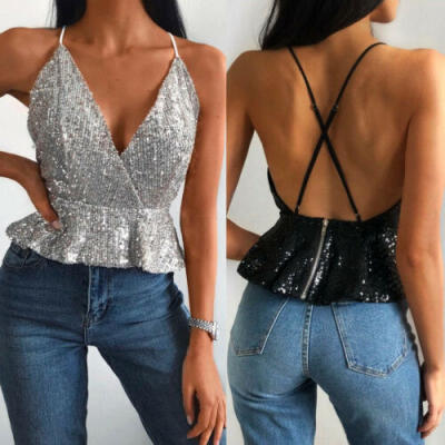 

Sexy Fashion Women Bling Strap Vest Sleeveless Loose Tank Tops Blouse Camisole