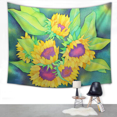 

Gobestart Summer Sunflower Print Home Tapestry Wall Hanging Wall Decoration 150x130cm