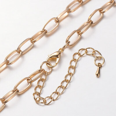 

Iron Cable Chain Necklace Makings with Alloy Lobster Claw Clasps&Iron End Chains Light Gold 299"