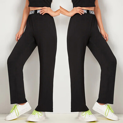 

Tailored Fashion Womens Letter Mid Waist Casual Loose Elastic Trousers Wide Leg Pants