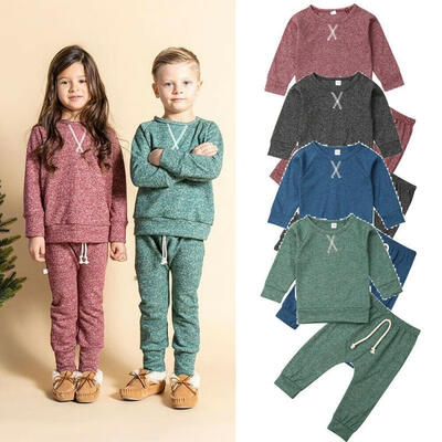 

Unisex Baby Autumn Outfits Long Sleeve Solid Color Coton Tops Pants Two Piece Minimalist Clothes Set for Newborn Infant