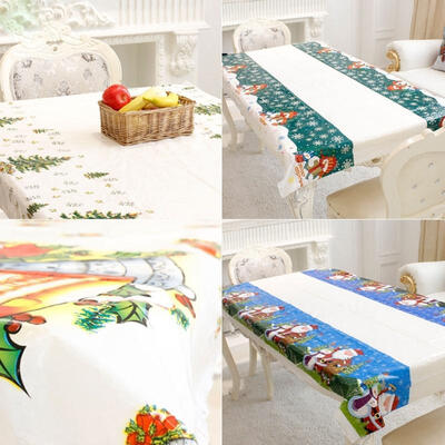

Cute Christmas Tablecloth Cartoon Table Decoration Festive Xmas Wipe Clean PVC