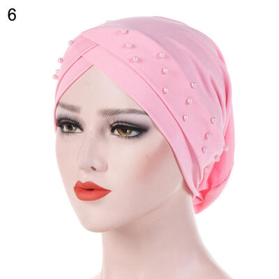 

Women Beads Elastic Turban Hat Muslim Cancer Chemo Cap Hijab Head Wrap