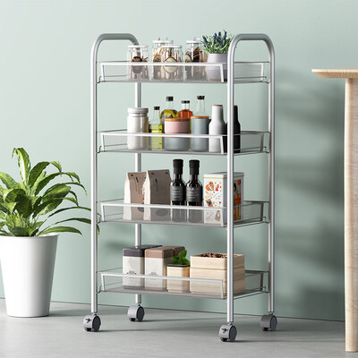 

Gobestart 4-Tier Mesh Wire Basket Rolling Cart Kitchen Storage Cart With Wheels Shelving
