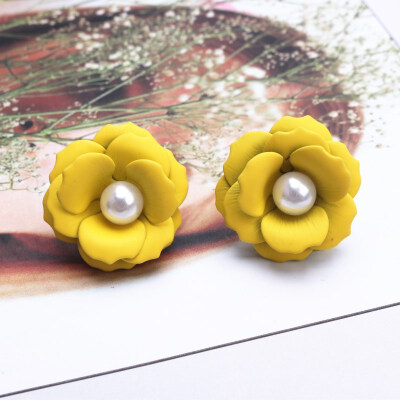 

EK706 New Korean Style Spray Paint Big Flower Stud Earrings For Women Fashion Summer Accessories Elegant Sweet Jewelry Brincos