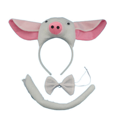 

Headband Performance Prop Animal Pig Ears Bow Tail Kids Childrens Day Hair Hoop