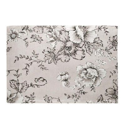 

Cotton Linen Tablemat Black Flower Placemat Square Heat Insulation Pad Tool