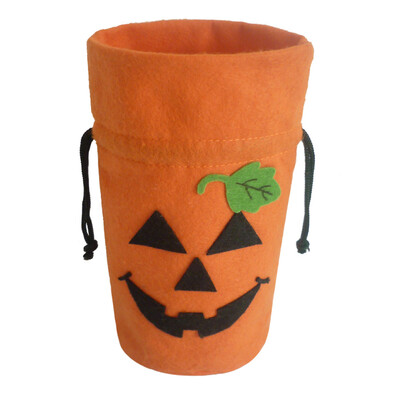 

Halloween Felt Fabric Gift Bag Trick or Treat Candy Bag with Drawstring Closure Halloween Party Costumes Supplies Decorations--Pum