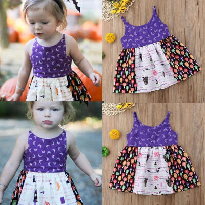 

Halloween Toddler Infant Kids Baby Girls Summer Sleeveless Dress Princess Party Cotton Tutu Dresses