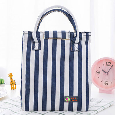 

Japanese style canvas striped lunch Waterproof bag ENJ