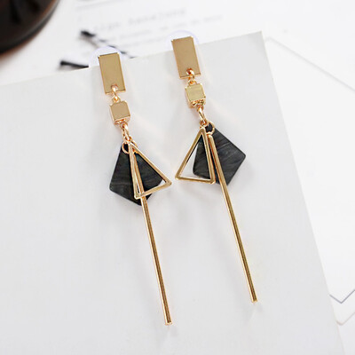 

Korean American Simple Style All-match on Metal Triangular Geometric Hollow Out Earrings