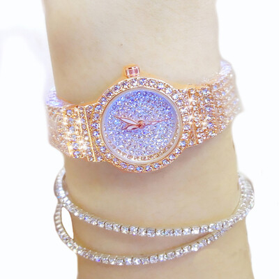 

Fashion Women Rhinestone Rose Gold Dress Crystal Full Diamond Women\S Quartz Watch