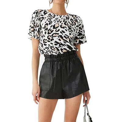 

Leopard Print Tops Women Summer O Neck Short Sleeve Chiffon Casual T-shirts