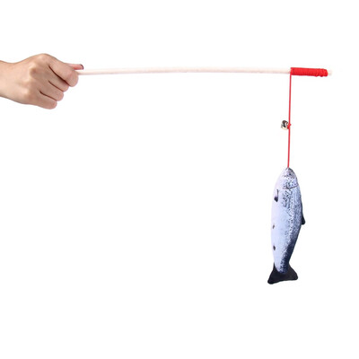 

Wood Tease Rod Cat Sticks Plush Stuffed Artificial Fish Pet Cats Toy Kitten Catnip Bell Teaser Interactive Funning Trainning Toy