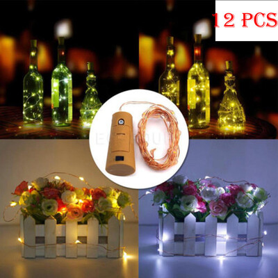 

Gobestart 12pcs LED Copper Wire Wine Bottle Cork Shape Light Starry Light Wedding Decor
