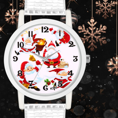 

New Hot Dropshipping Fashion Christmas Gift Men And Women Students Watch Christmas Tree Snoman Deer Santa Claus Quartz Watch &Ff