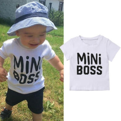 

Toddler Kids Baby Boys Girls Mini Boss Cotton Short Sleeve T-Shirt Summer Tops Tee